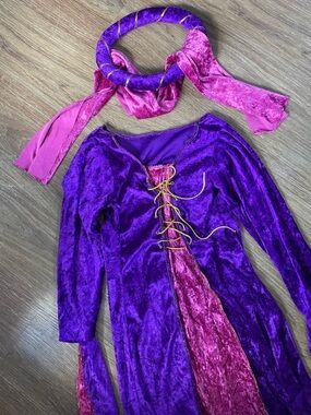 Renaissance Princess Purple and Pink Velvet Costume Dress with Headband